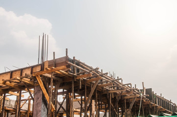 building house,Wooden Scaffolding surrounded building at construction site,asian style