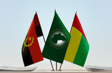 Flags of Angola African Union and Guinea-Bissau