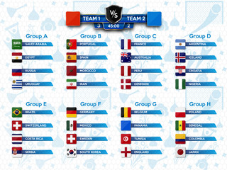 Football World groups. Vector flag collection. 