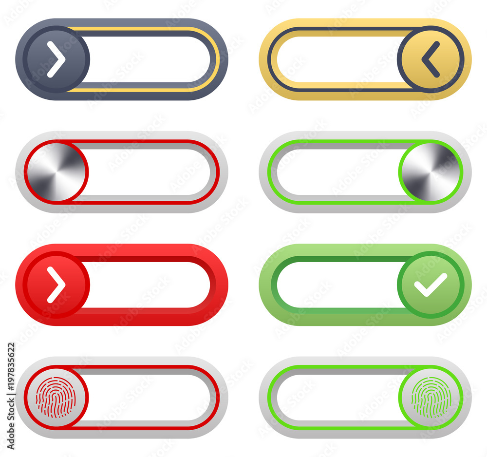 Poster set sliders buttons icons vector