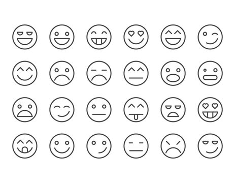 Simple Set of Emoticons . Editable Stroke. 48x48 Pixel Perfect.