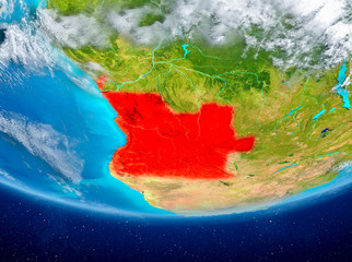 Angola on globe from space