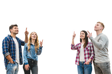 Obraz premium The four happy people gesture on the white background