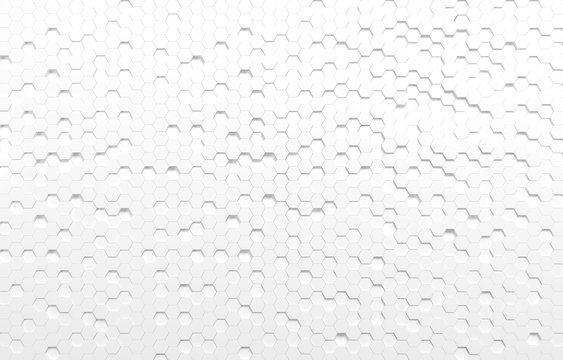 White hexagon 3D background texture. 3d rendering illustration. Futuristic abstract banner.