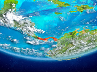 Fototapeta na wymiar Panama on globe from space