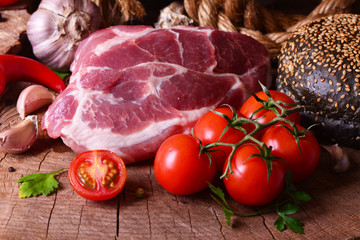 Pork meat and vegetables