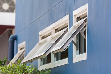 white aluminium frame windows background, white awning window