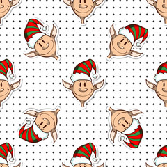 Seamless Pattern Funny Elves