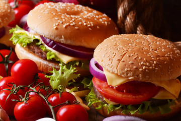 Fresh American hamburger