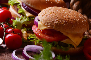 Fresh American hamburger