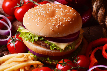 Fresh American hamburger