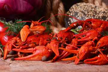 Boiled crayfish and beer