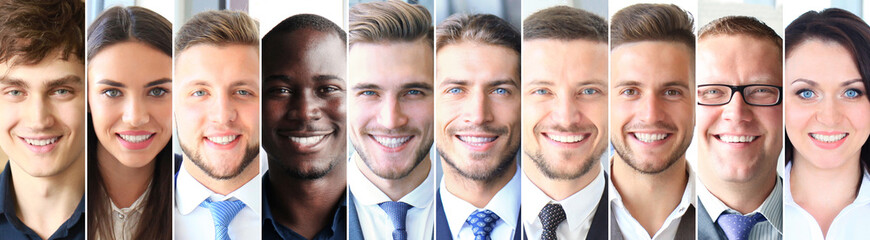 Smiling faces. Happy group of multiethnic people men and women.