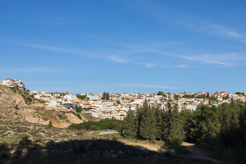 Fototapeta premium Landscape view to one of the parts of Modiin city, Ramat Modi'in, located in the western section of the West Bank. (Jerusalem District, midway between Jerusalem and Tel Aviv), Israel