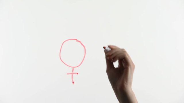 Doubled female sign drawn on glass, female homosexuality, relationship, intimacy