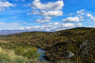 Beautiful view at canyon river Cetina in Croatia