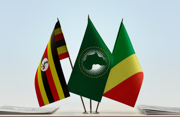 Flags of Uganda African Union and Republic of the Congo