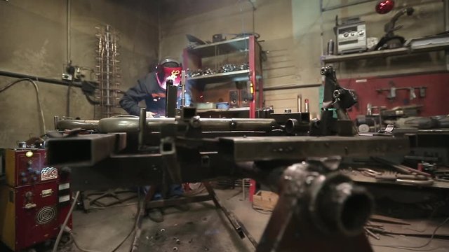 Welding frame of a racing car.