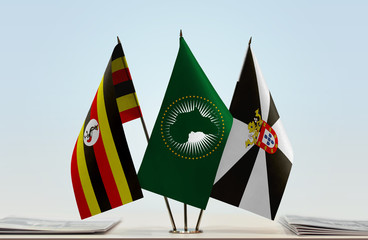 Flags of Uganda African Union and Ceuta