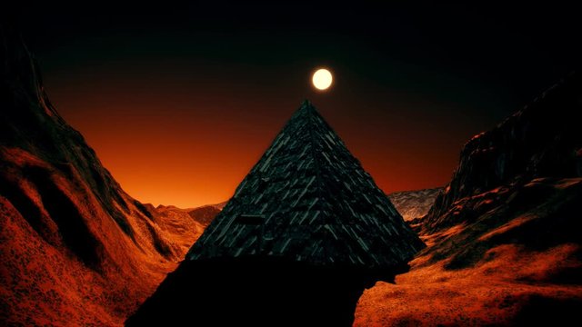 4K Alien Sci-Fi Pyramid on Red Planet Cinematic 3D Animation