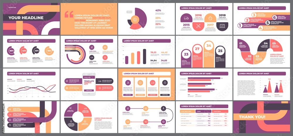 Poster big set of bussines presentation template design. data graphs. vector financial and marketing charts