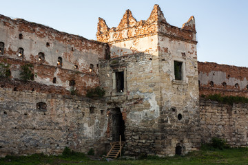 The old ruins of the collapsed walls with gates and windows Staroselskiy castle in Stare Selo, Lviv region, Ukraine