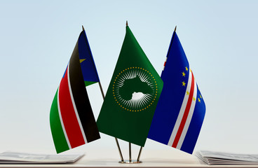 Flags of South Sudan African Union and Cape Verde