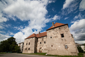 Fototapeta na wymiar Abandoned castle of Saint Miklos in Chinadievo village, Transcarpathia region, Ukraine