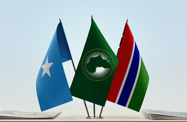 Flags of Somalia African Union and The Gambia