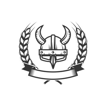 Knights. Emblem template with medieval knight helmet. Design element for logo, label, emblem, sign.