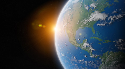 Fototapeta premium View of blue planet Earth in space 3D rendering elements of this image furnished by NASA