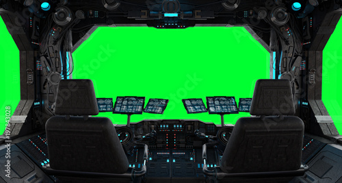 Spaceship grunge interior window isolated