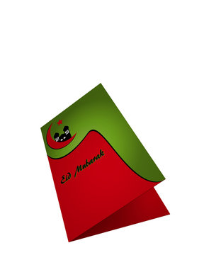 Grußkarte mit Eid Mubarak in grün rot auf weiß isoliert. 3d Render