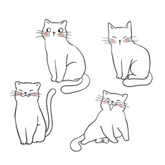Vector illustration character design outline of cat Draw doodle style