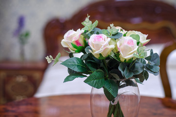 Interior design of room with beautiful flowers