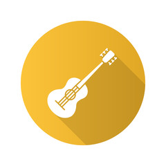Guitar flat design long shadow glyph icon