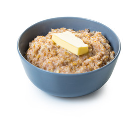 Cooked cereal with butter