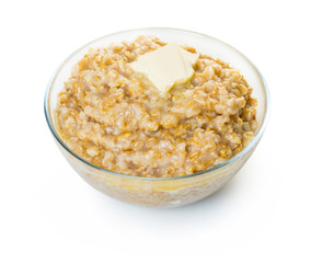 Cooked oatmeal with butter