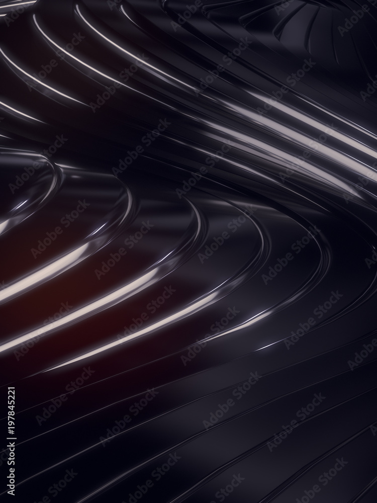 Poster Wave band abstract background surface 3d rendering