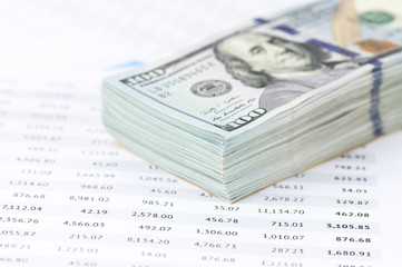 Stack of new design dollar bills