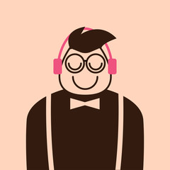 Hipster listening to music