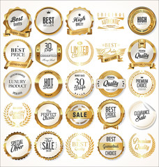 Luxury white labels and laurels collection vector illustration