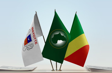 Flags of Mayotte African Union and Republic of the Congo