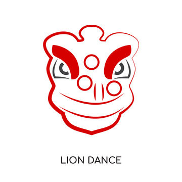 lion dance logo isolated on white background for your web, mobile and app design