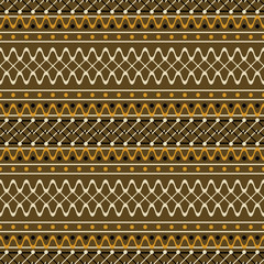 Seamless geometric rustic pattern with wavy and zigzag lines