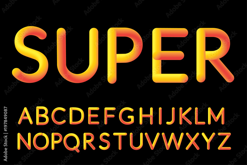 Fototapete neon bubble typeset. fluid color typeface set on black background. visual communication poster desig