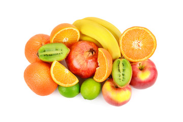 Set of fruits isolated on white background.