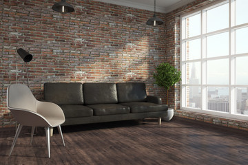 Modern brick living room