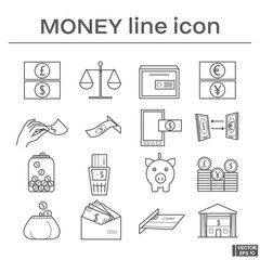 Set of line icons, money.