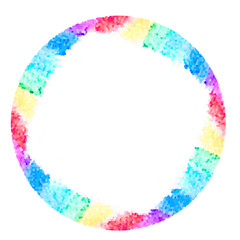 Abstract watercolor round frame rainbow seven colors background isolated